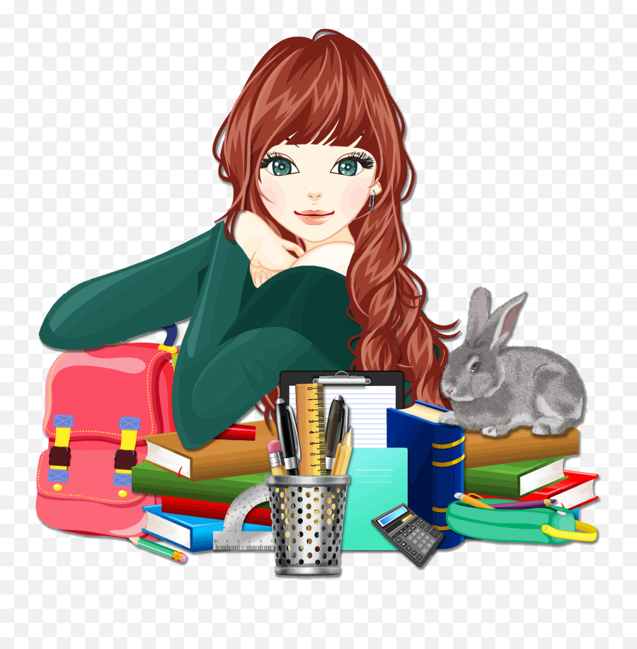 Anime Girl Sitting - Coloring Books For Girls Stress Relief Teen School Clipart Png,Anime Girl Sitting Png