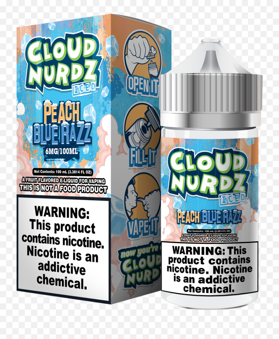 Cloud Nurdz - Peach Blue Razz 100ml Juice Cloud Nerdz Peach Blue Razz Ice 100ml 3mg Png,Vape Cloud Png