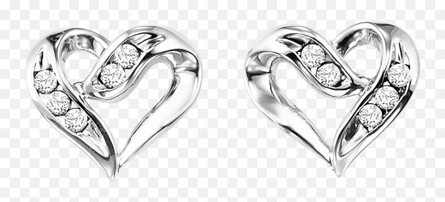 Silver Diamond Heart Earrings - Sterling Silver Heart Earrings Png,Diamond Heart Png
