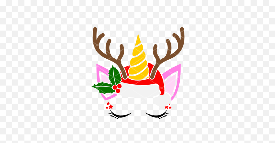 Unicorn Face With Christmas Hat - Language Png,Unicorn Face Png