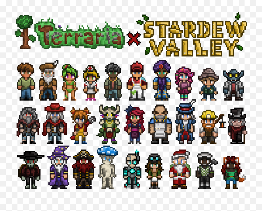 It Took A While But Here They Are Every Single Terraria Npc - Terraria And Stardew Valley Png,Terraria Logo Png