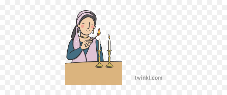 Jewish Woman Lighting Shabbat Candles Illustration - Twinkl Religion Png,Shabbat Icon