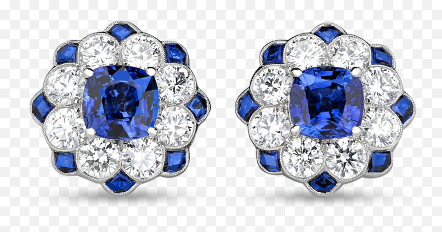 Download Blue Sapphire And Diamond Earrings - Earrings Png,Diamond Earring Png