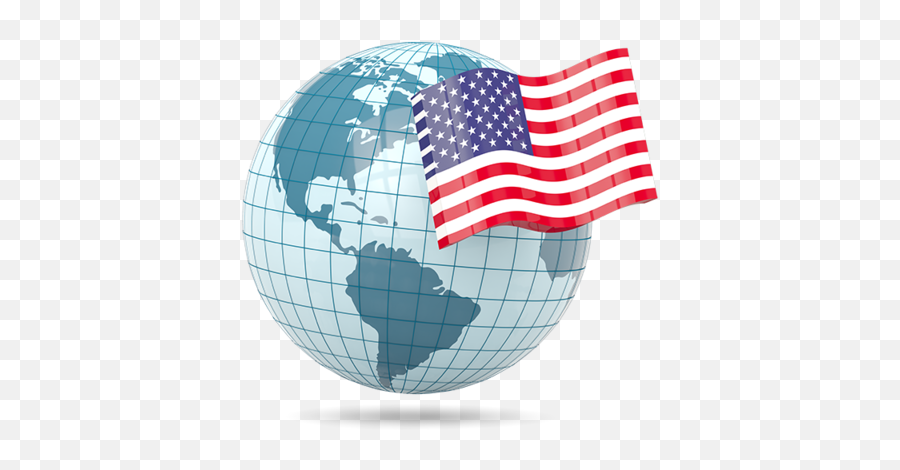 Globe With Flag Illustration Of United States Png Us Icon