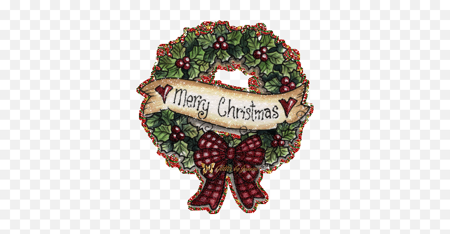 Merry Christmas Wreath Sticker - Merry Christmas Wreath Merry Christmas Wreath Gif Png,Christmas Wreath Icon