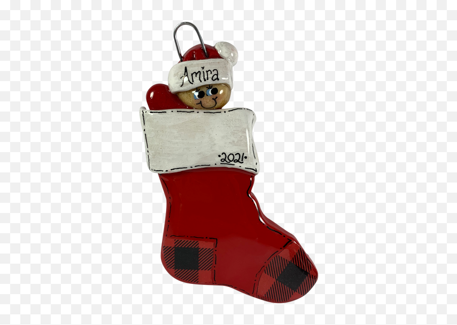 Buffalo Plaid Stocking With 1 - Made Of Bread Dough Png,Christmas Stocking Icon