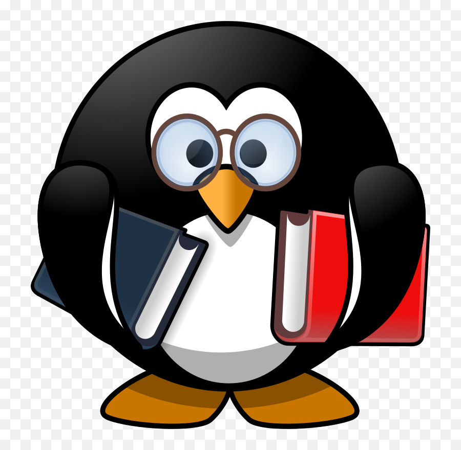Download Free Png Tux Tier Vogel - Penguin With Books Clipart,Tux Png