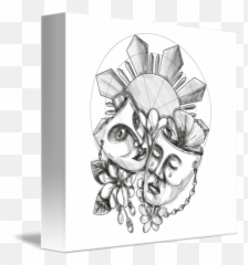 Drama Mask Hibiscus Sampaguita Flower Philippine S By Aloysius Patrimonio - Sketch About Philippine Art Png,Drama Masks Png