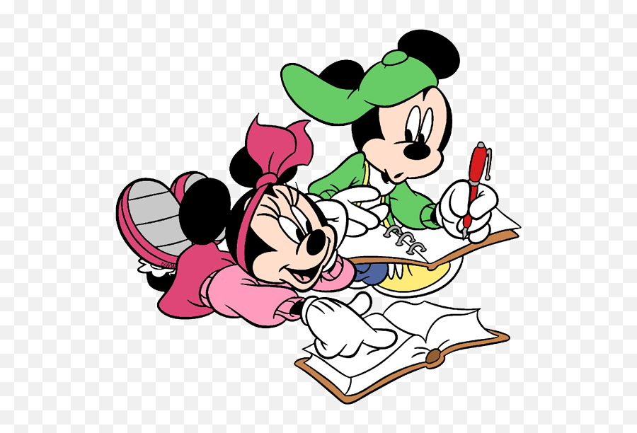 Back To School Clip Art - Mickey And Minnie Mouse School Png,Studying Png