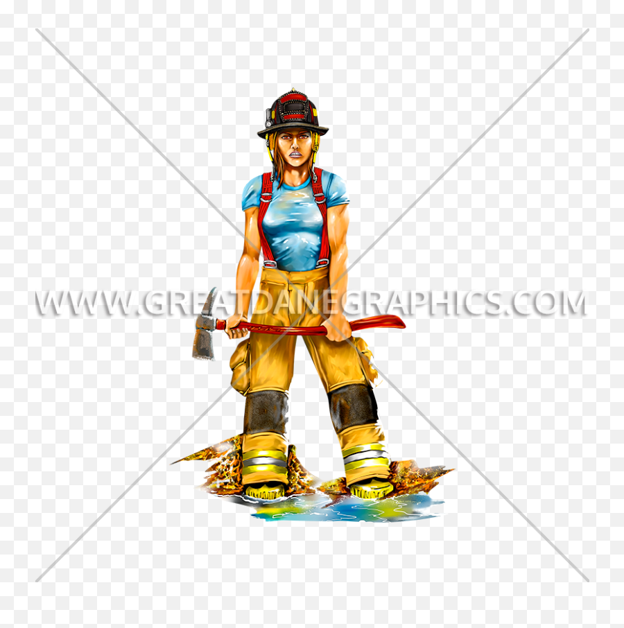 Female Firefighter Production Ready Artwork For T - Shirt Female Firefighter Artwork Png,Firefighter Png