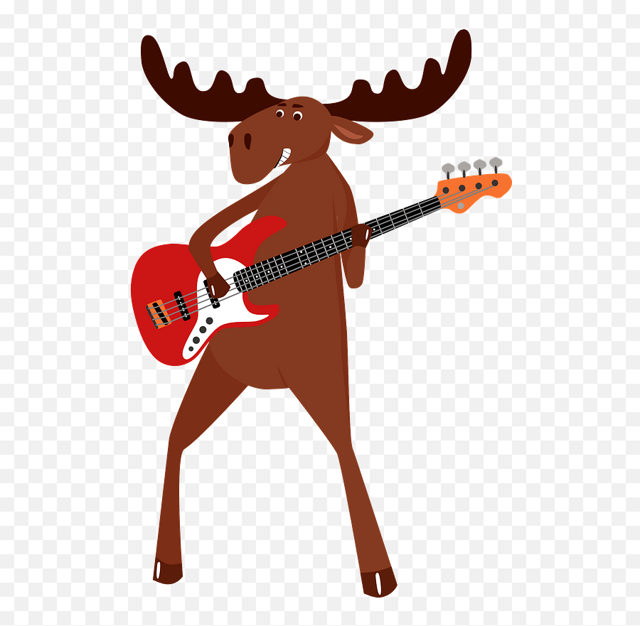 Elk Playing Bass Guitar Clipart Free Download Transparent - Cartoon Png,Guitar Clipart Png