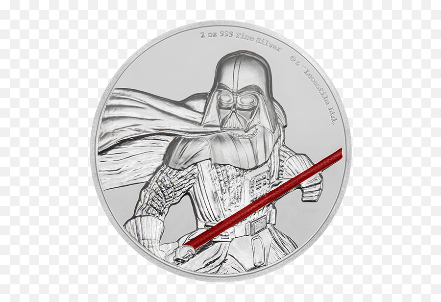 Star Wars Darth Vader - 2 Oz Pure Silver Ultrahigh Relief 2017 2 Oz Darth Vader Silver Coin Png,Darth Vader Transparent