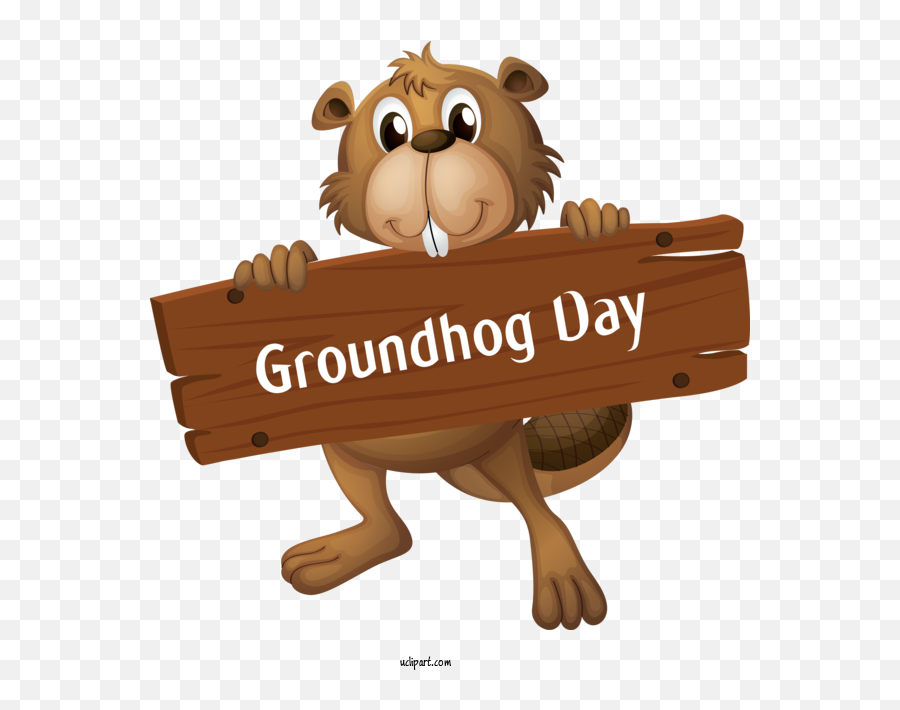 Holidays Cartoon Beaver Logo For Groundhog Day - Groundhog Beaver Group Cartoon Png,Beaver Transparent