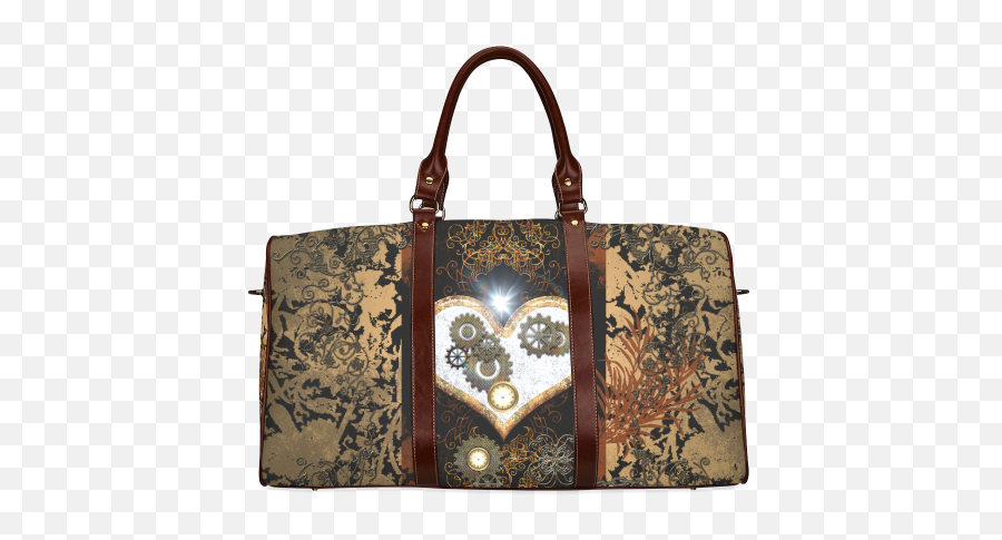 Steampunk Wonderful Heart Clocks And Gears Waterproof - Handbag Png,Steampunk Gears Png