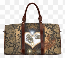 Steampunk Wonderful Heart Clocks And Gears Waterproof - Handbag Png,Steampunk Gears Png