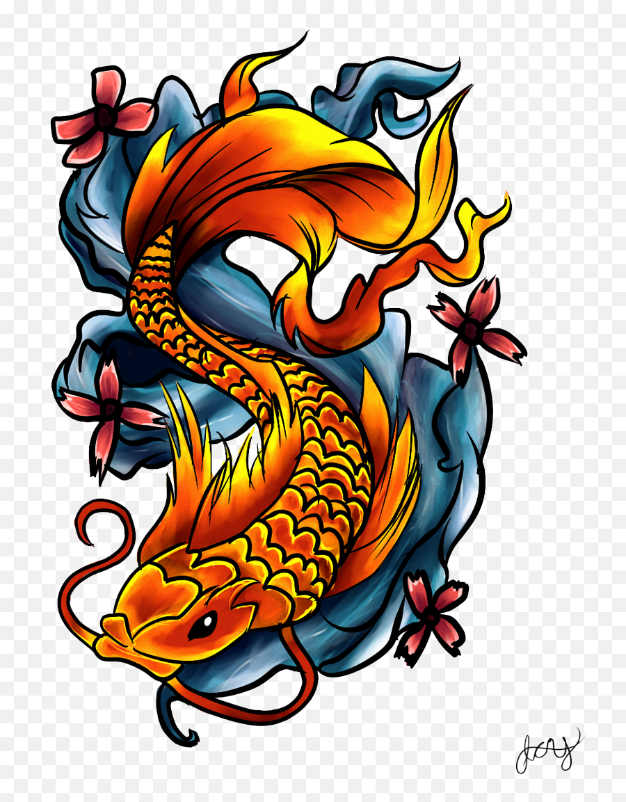 Fish Tattoos Transparent Hq Png Image - Color Dragon Tattoo Png,Tattoo Png Transparent