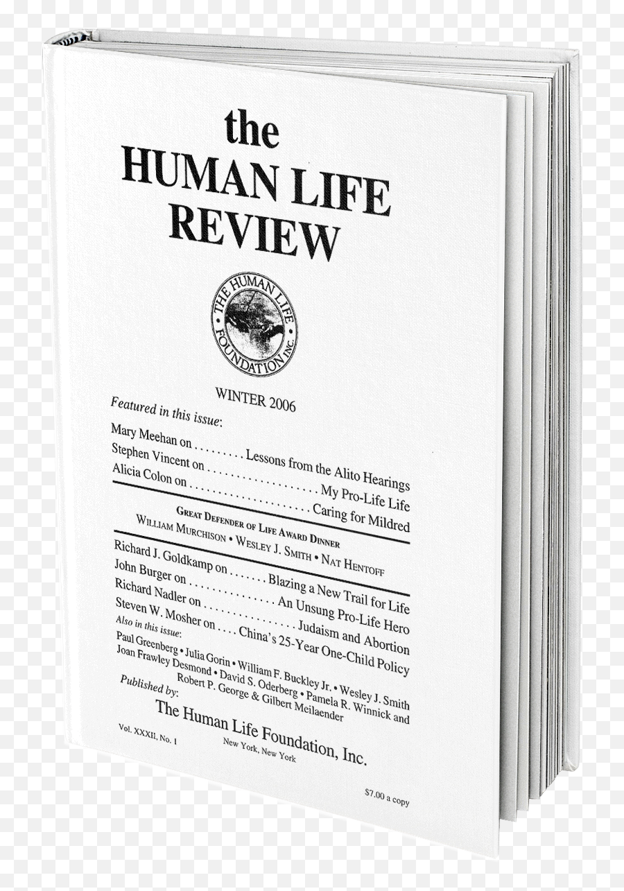 The Human Life Review Winter 2006 - Horizontal Png,Mike Abrams Icon Venue Email