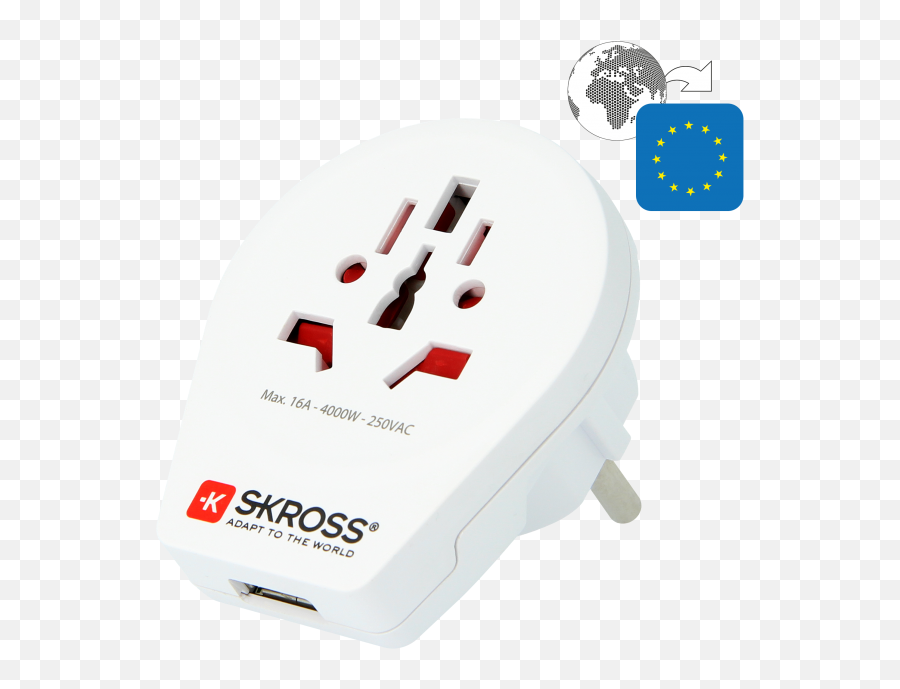 Country Adapter World To Europe Usb - Skross Travel Adapter Png,Adapter Icon