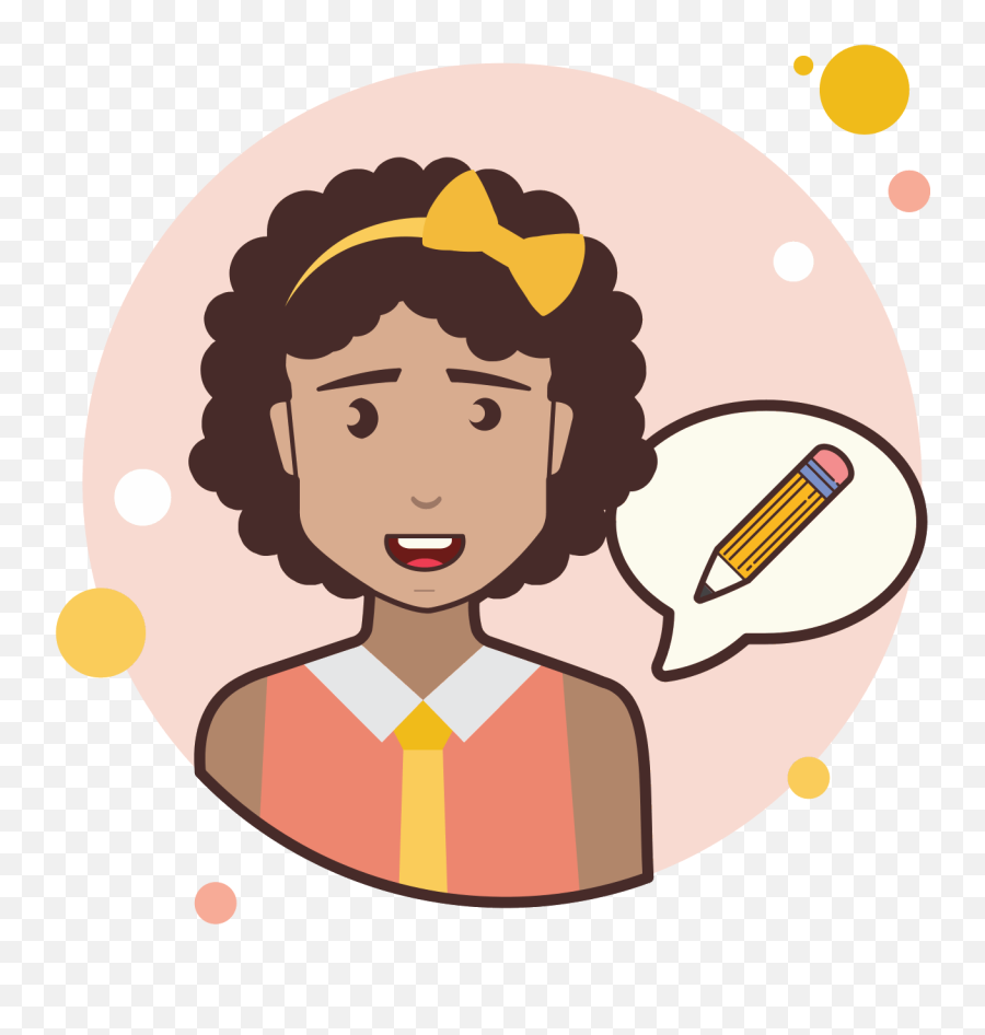 Short Curly Hair Girl Pencil Icon - Illustration Full Size Question Mark Girl Png,Pencil Icon