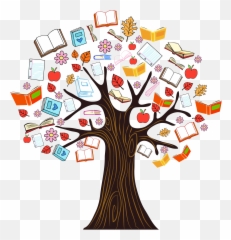 Color Tree Illustration Book Reading - Clipart png