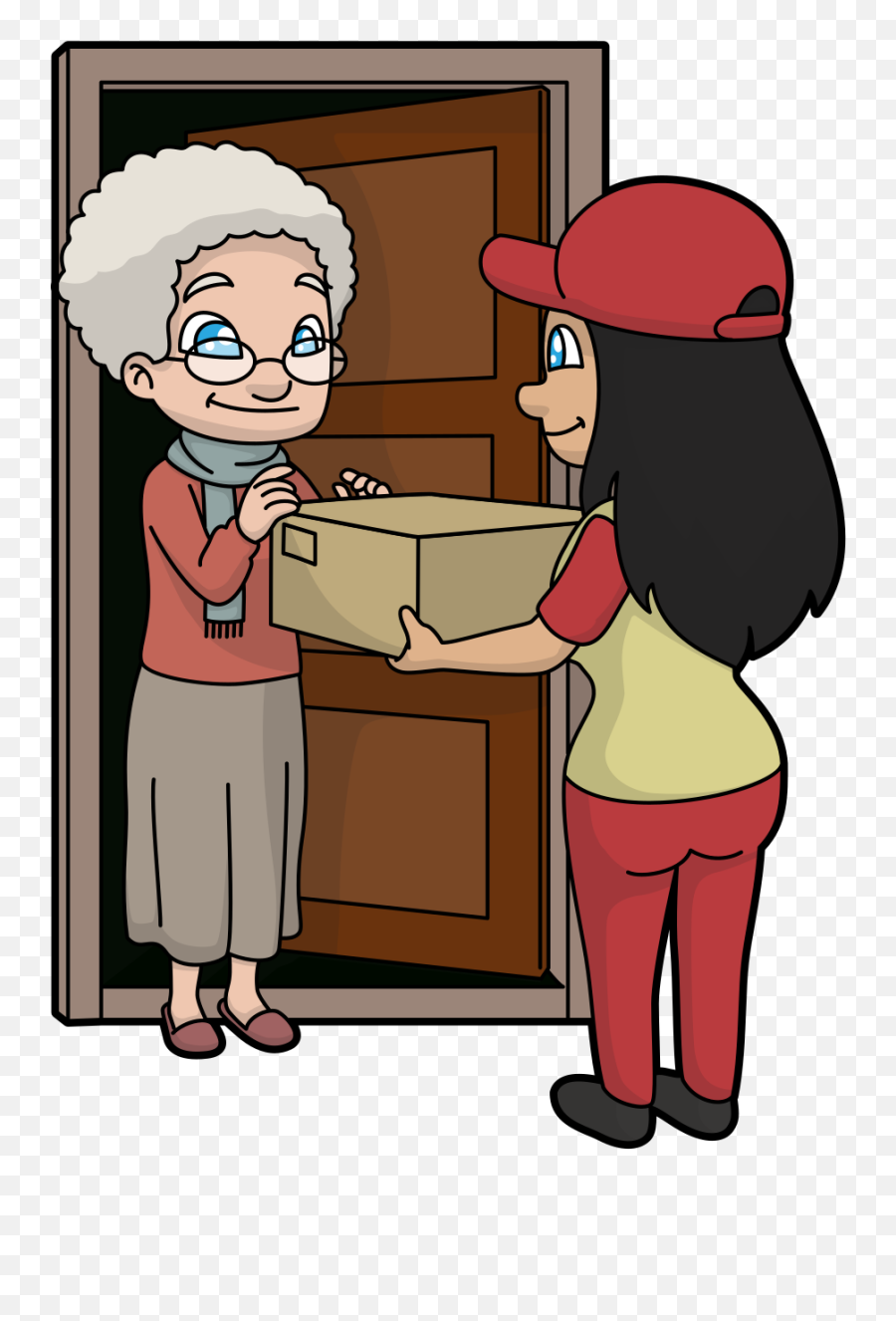 Filecartoon Grandma Receiving A Delivered Boxsvg - Cartoon Png,Grandma Png
