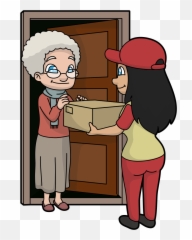 Filecartoon Grandma Receiving A Delivered Boxsvg - Cartoon Png,Grandma Png