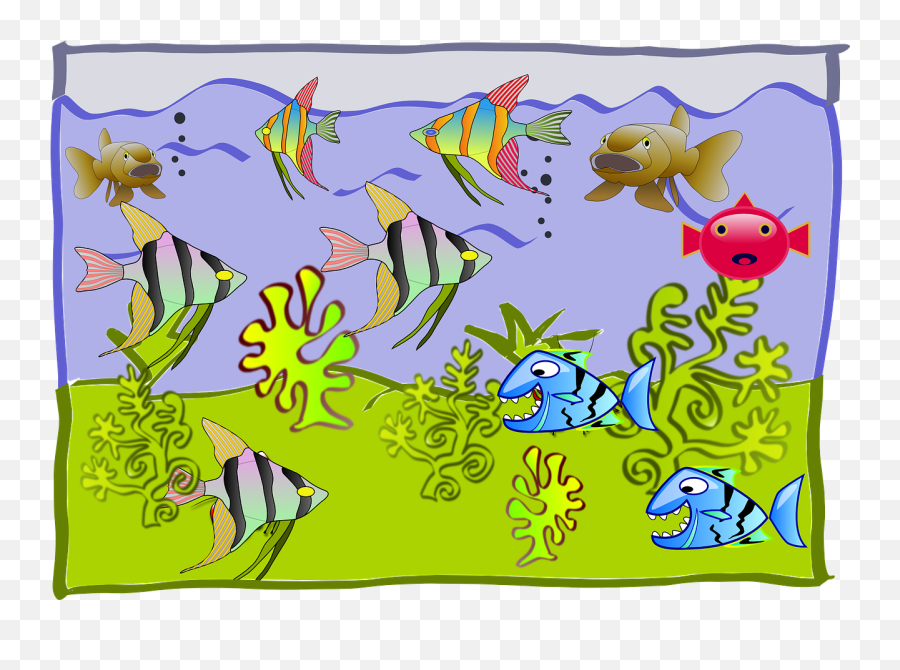 Fishtank Cartoon Aquarium - Free Vector Graphic On Pixabay Aquarium With Fish Clipart Png,Fish Tank Png