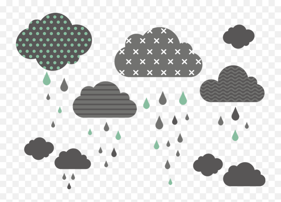 Patterned Rain Clouds Wall Sticker - Tenstickers Illustration Png,Rain Cloud Png