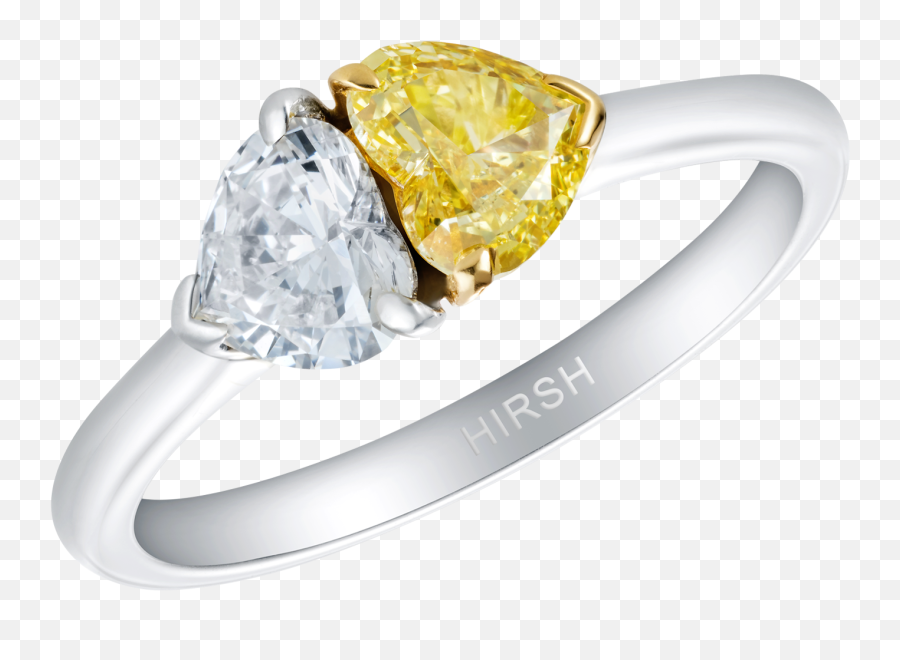 Duet Yellow And White Heart Shape Diamond Ring - Solid Png,Diamond Heart Png