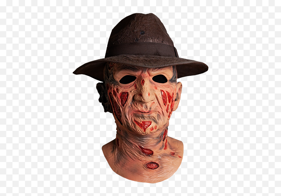 Deluxe Freddy Krueger Mask With Fedora Hat - A Nightmare On Elm Street Freddy Krueger Costume Maks Png,Nightmare On Elm Street Logo
