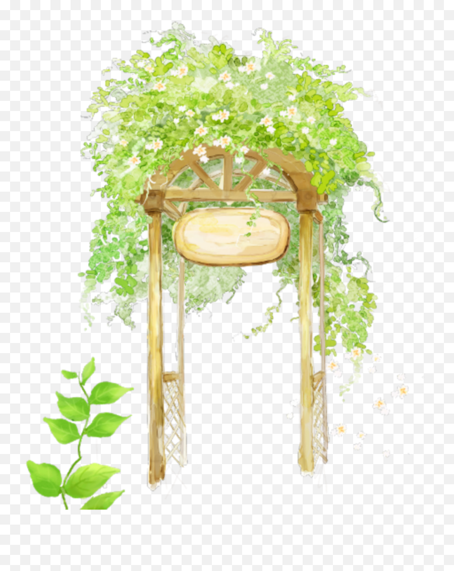 Greenery Garden Archway Wooden - Watercolor Scenic Png,Watercolor Greenery Png