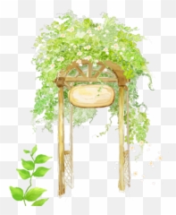 Greenery Garden Archway Wooden - Watercolor Scenic png