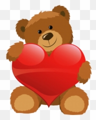 Bear With Heart Clipart - Teddy Bear Png Clipart,Grizzly Bear Png