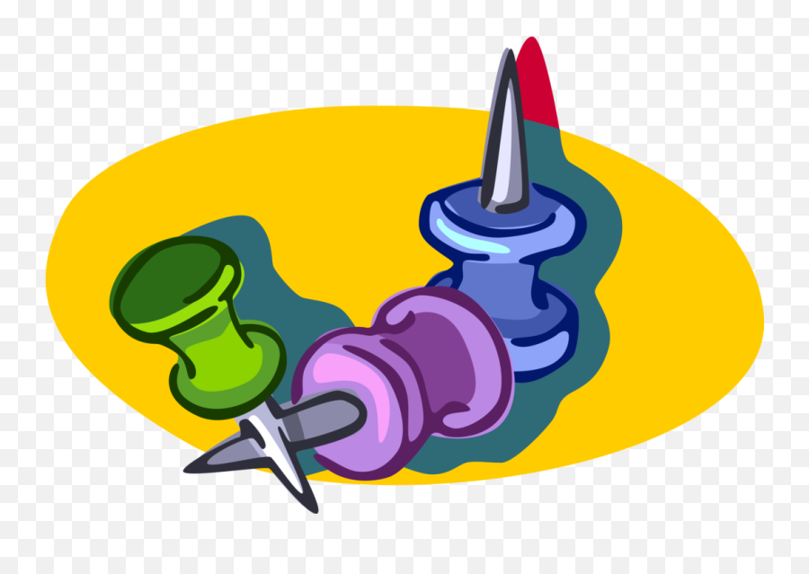 Vector Illustration Of Push Pin Or Thumb Tack Fastens - Clip Art Png,Tack Png