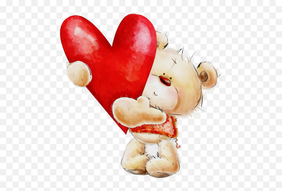 Stuffed Toy Heart Love For Valentines Png Red Transparent