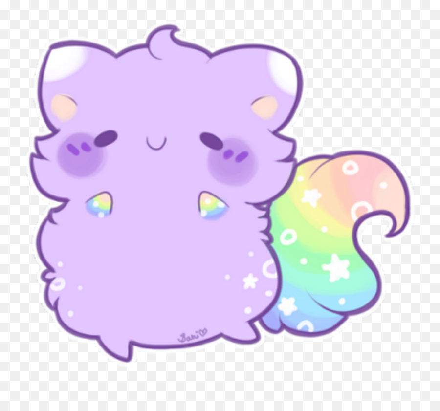 Purple Rainbow Blush Cat Kitty Kawaii Cute Kawaiicute - Cute Cat Chibi Png,Cute Animals Png