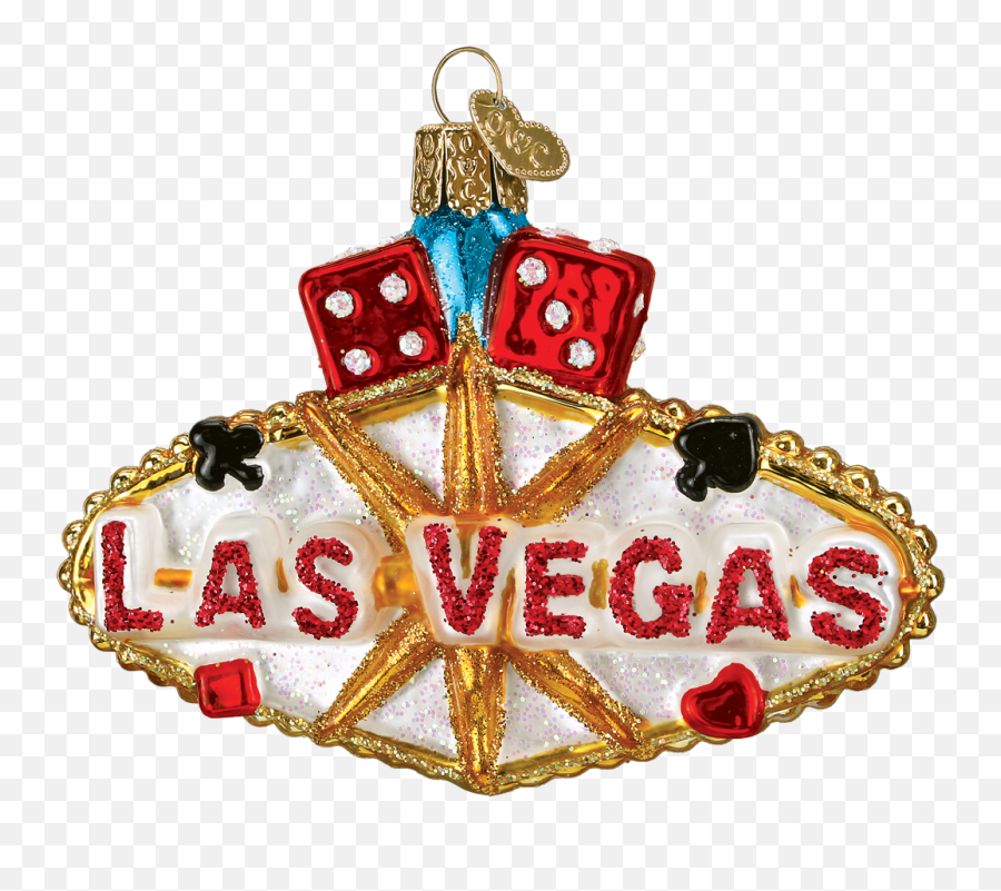 Las Vegas Sign Glass Ornament - Casino Chips And Christmas Png,Las Vegas Sign Png