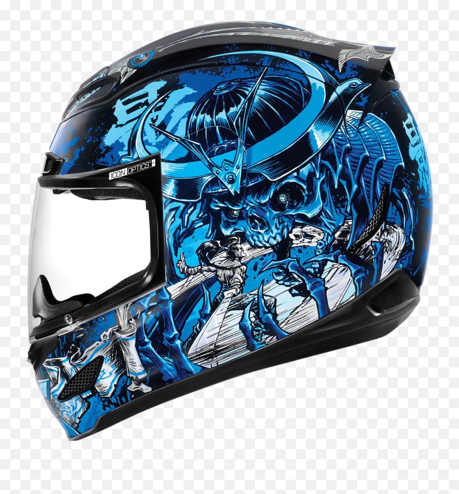 Icon Airmada Shadow Warrior - Blue Helmet Custom Helmets Png,Icon Airframe Pro Review