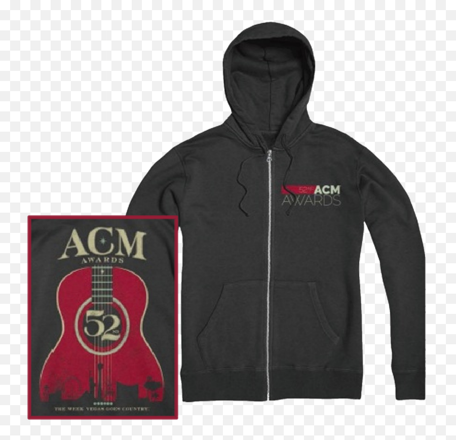 Academy Of Country Music Charcoal Heather Zip Up Hoodie - Hoodie Png,Country Music Png