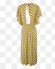 80u0027s Yellow Midi Dress With Purple Polka Dots And Elastic Waist By Funwear Factory - Asda Yellow Polka Dot Dress Png,50s Clothing Icon Icon