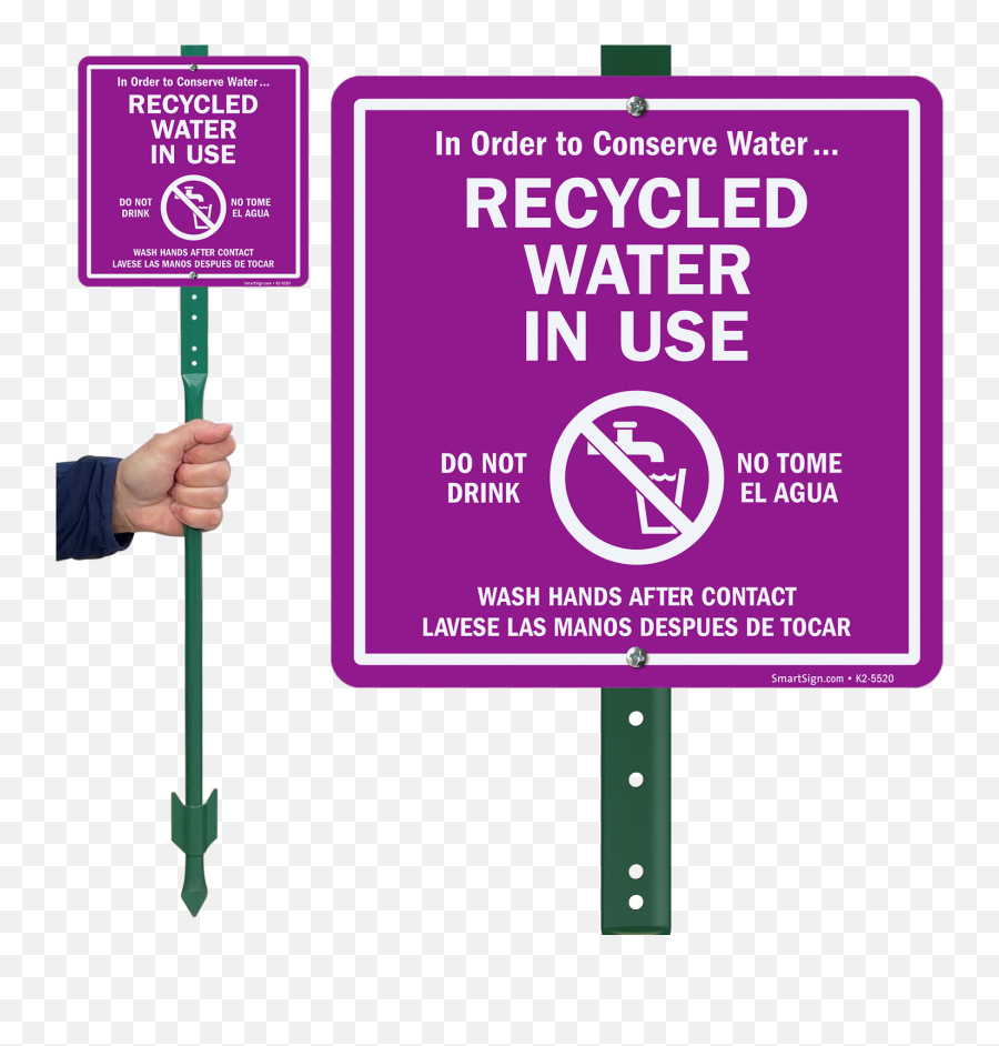 Recycled Water In Use Do Not Drink Lawnboss Sign Sku K2 - 5520 Recycled Water Signs Png,Do Not Litter Icon