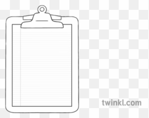 Clipboard With Lined Paper Black And White Illustration - Twinkl Board Colouring Sheet png