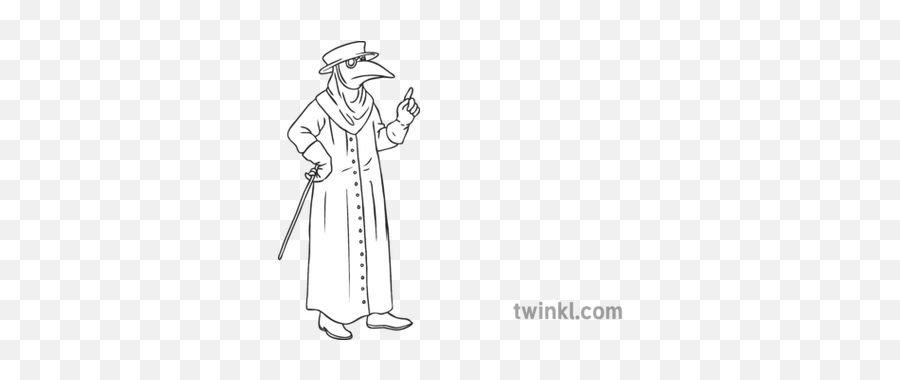 Plague Doctor History Secondary Bw Rgb Illustration - Twinkl Statue Of Happy Prince Drawing Png,Plague Doctor Png