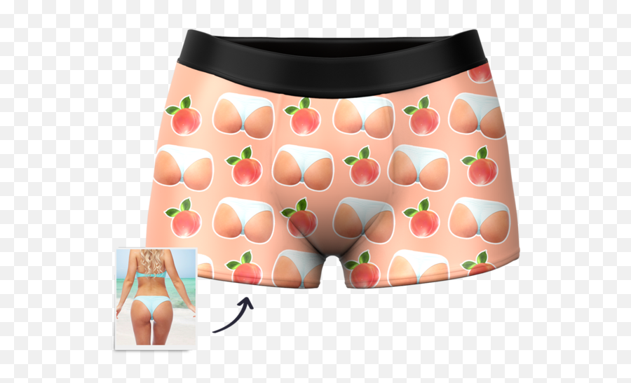Menu0027s Custom Peach Photo Boxer Shorts - Peaches Booty Png,Peach Emoji Transparent