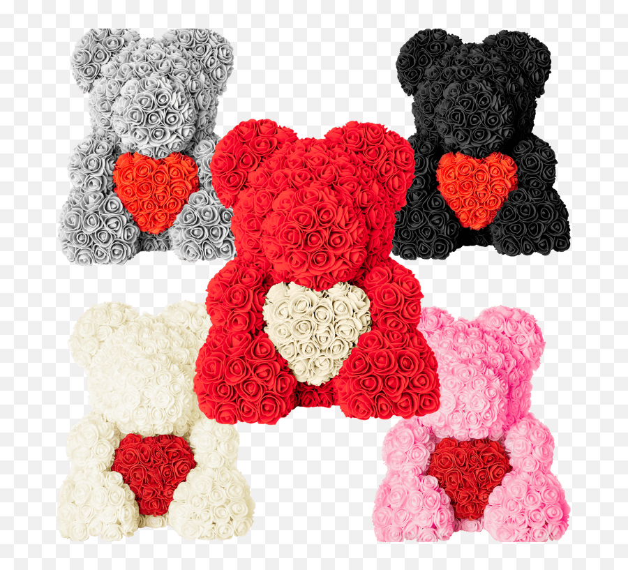 The Forever Handmade Rose Petal Teddy Bears With Heart - Teddy Bear Made Of Roses Png,Rose Petal Png
