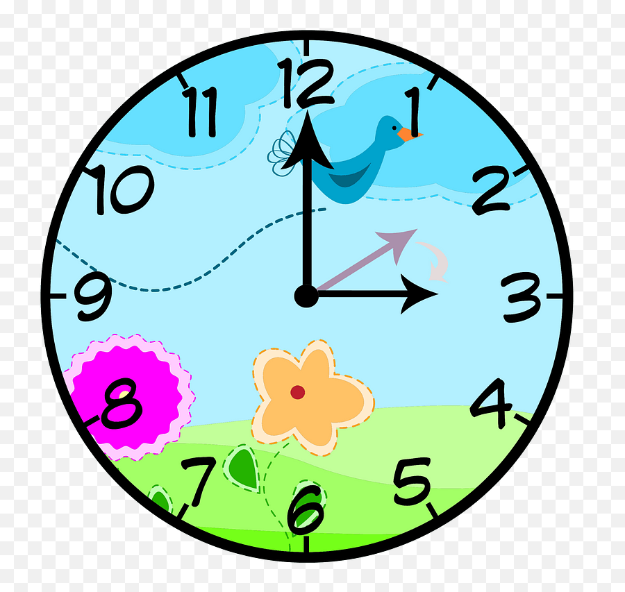 Colorful Outdoor Scene - Quarter To Six Clock Png,Clock Face Png