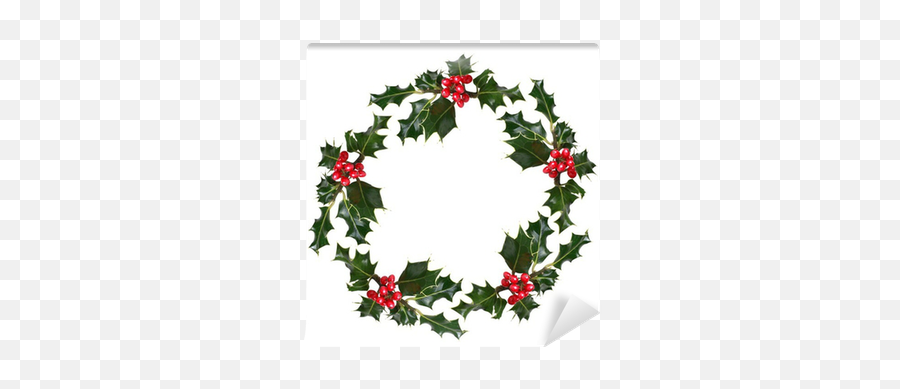 Holly Wreath Wall Mural U2022 Pixers - We Live To Change Holly Leaf And Berries Png,Holly Garland Png