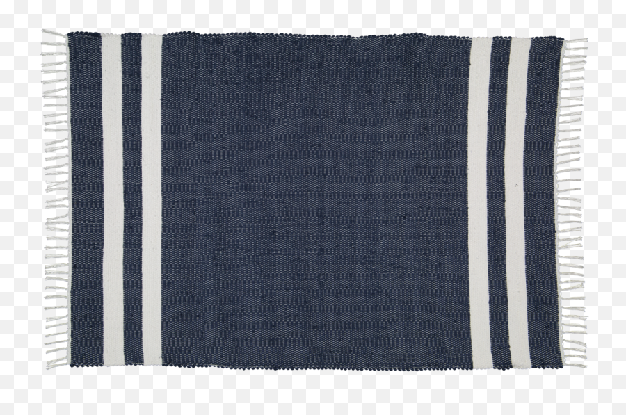 Cotton Dhurrie Navy With 2 White Stripes - Wool Png,White Stripes Png