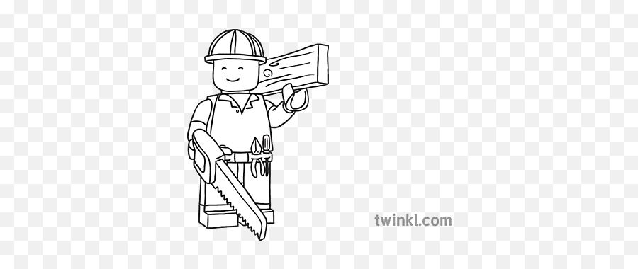 Carpenter Building Bricks Person Anleitung Berufe Aus Bausteinen - Black And White Childrens Art Ks2 Png,Shooting Bricks Icon Png