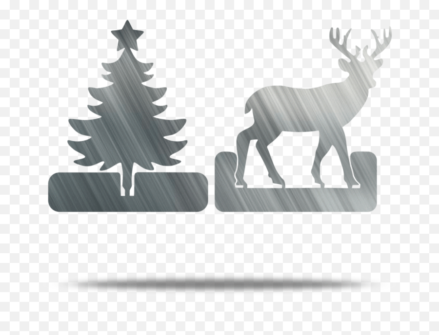 Tree U0026 Deer Folder Decor - Silhouette Christmas Tree Png,Christmas Decor Png